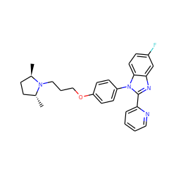 C[C@@H]1CC[C@@H](C)N1CCCOc1ccc(-n2c(-c3ccccn3)nc3cc(F)ccc32)cc1 ZINC000034636859