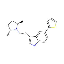 C[C@@H]1CC[C@@H](C)N1CCc1c[nH]c2ccc(-c3cccs3)cc12 ZINC000028009523