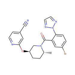 C[C@@H]1CC[C@@H](Oc2cc(C#N)ccn2)CN1C(=O)c1cc(Br)ccc1-n1nccn1 ZINC000096167291