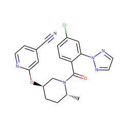 C[C@@H]1CC[C@@H](Oc2cc(C#N)ccn2)CN1C(=O)c1ccc(Cl)cc1-n1nccn1 ZINC000096167304