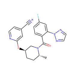 C[C@@H]1CC[C@@H](Oc2cc(C#N)ccn2)CN1C(=O)c1ccc(F)cc1-n1nccn1 ZINC000096167284