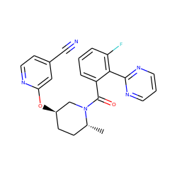 C[C@@H]1CC[C@@H](Oc2cc(C#N)ccn2)CN1C(=O)c1cccc(F)c1-c1ncccn1 ZINC000096167308