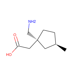 C[C@@H]1CC[C@](CN)(CC(=O)O)C1 ZINC000033961501