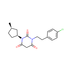 C[C@@H]1CC[C@H](N2C(=O)CC(=O)N(CCc3ccc(Cl)cc3)C2=O)C1 ZINC000101678301