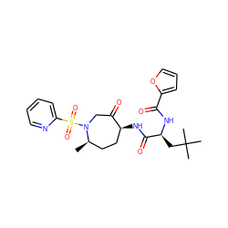 C[C@@H]1CC[C@H](NC(=O)[C@H](CC(C)(C)C)NC(=O)c2ccco2)C(=O)CN1S(=O)(=O)c1ccccn1 ZINC000034251616