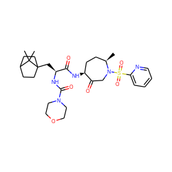 C[C@@H]1CC[C@H](NC(=O)[C@H](CC23CCC(CC2)C3(C)C)NC(=O)N2CCOCC2)C(=O)CN1S(=O)(=O)c1ccccn1 ZINC000072176712