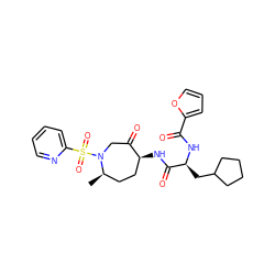 C[C@@H]1CC[C@H](NC(=O)[C@H](CC2CCCC2)NC(=O)c2ccco2)C(=O)CN1S(=O)(=O)c1ccccn1 ZINC000072175348