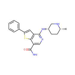 C[C@@H]1CC[C@H](Nc2ncc(C(N)=O)c3sc(-c4ccccc4)cc23)CN1 ZINC000136894933