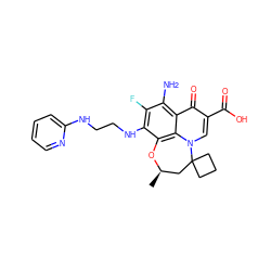 C[C@@H]1CC2(CCC2)n2cc(C(=O)O)c(=O)c3c(N)c(F)c(NCCNc4ccccn4)c(c32)O1 ZINC000059223662