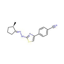 C[C@@H]1CCC/C1=N\Nc1nc(-c2ccc(C#N)cc2)cs1 ZINC000169343926