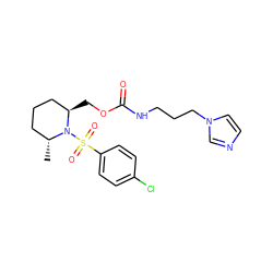 C[C@@H]1CCC[C@@H](COC(=O)NCCCn2ccnc2)N1S(=O)(=O)c1ccc(Cl)cc1 ZINC000028816466