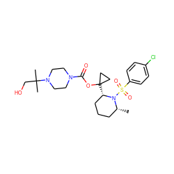 C[C@@H]1CCC[C@H](C2(OC(=O)N3CCN(C(C)(C)CO)CC3)CC2)N1S(=O)(=O)c1ccc(Cl)cc1 ZINC000028950676