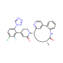 C[C@@H]1CCC[C@H](N2CCC(c3c(-n4cnnn4)ccc(Cl)c3F)=CC2=O)c2cc(ccn2)-c2ccccc2NC1=O ZINC000220113010