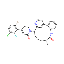 C[C@@H]1CCC[C@H](N2CCC(c3c(Br)ccc(Cl)c3F)=CC2=O)c2cc(ccn2)-c2ccccc2NC1=O ZINC000220110004