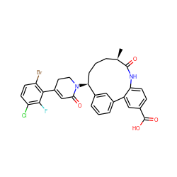 C[C@@H]1CCC[C@H](N2CCC(c3c(Br)ccc(Cl)c3F)=CC2=O)c2cccc(c2)-c2cc(C(=O)O)ccc2NC1=O ZINC000220128505