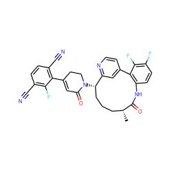 C[C@@H]1CCC[C@H](N2CCC(c3c(C#N)ccc(C#N)c3F)=CC2=O)c2cc(ccn2)-c2c(ccc(F)c2F)NC1=O ZINC000220116592