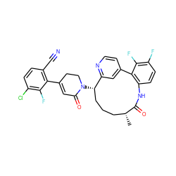 C[C@@H]1CCC[C@H](N2CCC(c3c(C#N)ccc(Cl)c3F)=CC2=O)c2cc(ccn2)-c2c(ccc(F)c2F)NC1=O ZINC000220127368