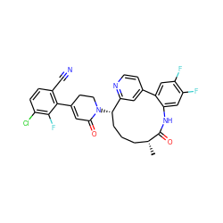 C[C@@H]1CCC[C@H](N2CCC(c3c(C#N)ccc(Cl)c3F)=CC2=O)c2cc(ccn2)-c2cc(F)c(F)cc2NC1=O ZINC000220123037