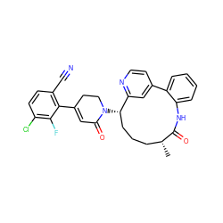 C[C@@H]1CCC[C@H](N2CCC(c3c(C#N)ccc(Cl)c3F)=CC2=O)c2cc(ccn2)-c2ccccc2NC1=O ZINC000220113209