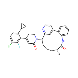 C[C@@H]1CCC[C@H](N2CCC(c3c(C4CC4)ccc(Cl)c3F)=CC2=O)c2cc(ccn2)-c2ccccc2NC1=O ZINC000220100952