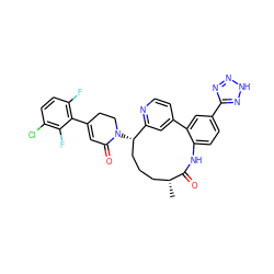 C[C@@H]1CCC[C@H](N2CCC(c3c(F)ccc(Cl)c3F)=CC2=O)c2cc(ccn2)-c2cc(-c3nn[nH]n3)ccc2NC1=O ZINC000220102255