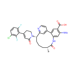 C[C@@H]1CCC[C@H](N2CCC(c3c(F)ccc(Cl)c3F)=CC2=O)c2cc(ccn2)-c2cc(C(=O)O)c(N)cc2NC1=O ZINC000220116863