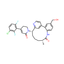 C[C@@H]1CCC[C@H](N2CCC(c3c(F)ccc(Cl)c3F)=CC2=O)c2cc(ccn2)-c2cc(CO)ccc2NC1=O ZINC000220115087