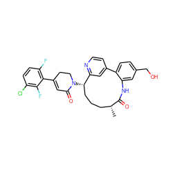 C[C@@H]1CCC[C@H](N2CCC(c3c(F)ccc(Cl)c3F)=CC2=O)c2cc(ccn2)-c2ccc(CO)cc2NC1=O ZINC000220125787