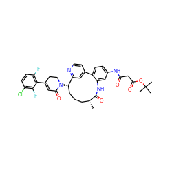 C[C@@H]1CCC[C@H](N2CCC(c3c(F)ccc(Cl)c3F)=CC2=O)c2cc(ccn2)-c2ccc(NC(=O)CC(=O)OC(C)(C)C)cc2NC1=O ZINC000220109266