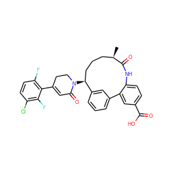 C[C@@H]1CCC[C@H](N2CCC(c3c(F)ccc(Cl)c3F)=CC2=O)c2cccc(c2)-c2cc(C(=O)O)ccc2NC1=O ZINC000220119556