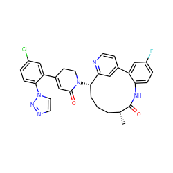 C[C@@H]1CCC[C@H](N2CCC(c3cc(Cl)ccc3-n3ccnn3)=CC2=O)c2cc(ccn2)-c2cc(F)ccc2NC1=O ZINC000220129413