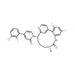 C[C@@H]1CCC[C@H](n2ccc(-c3cccc(Cl)c3F)cc2=O)c2cc(ccn2)-c2c(F)cc(F)cc2NC1=O ZINC000220110397