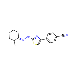 C[C@@H]1CCCC/C1=N\Nc1nc(-c2ccc(C#N)cc2)cs1 ZINC000040380247