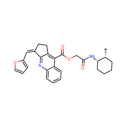 C[C@@H]1CCCC[C@@H]1NC(=O)COC(=O)c1c2c(nc3ccccc13)/C(=C\c1ccco1)CC2 ZINC000100571880