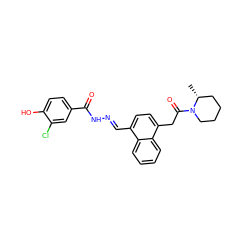 C[C@@H]1CCCCN1C(=O)Cc1ccc(/C=N/NC(=O)c2ccc(O)c(Cl)c2)c2ccccc12 ZINC000013492706