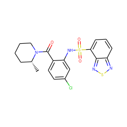 C[C@@H]1CCCCN1C(=O)c1ccc(Cl)cc1NS(=O)(=O)c1cccc2nsnc12 ZINC000040575389