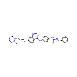 C[C@@H]1CCCCN1CCCOc1ccc2c(Nc3ccc(NC(=O)NCc4ccccc4)cc3)ncnc2c1 ZINC000299837838