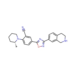 C[C@@H]1CCCCN1c1ccc(-c2nc(-c3ccc4c(c3)CNCC4)no2)cc1C#N ZINC000118846725