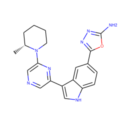 C[C@@H]1CCCCN1c1cncc(-c2c[nH]c3ccc(-c4nnc(N)o4)cc23)n1 ZINC000203731719