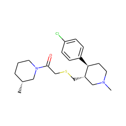 C[C@@H]1CCCN(C(=O)CSC[C@H]2CN(C)CC[C@@H]2c2ccc(Cl)cc2)C1 ZINC000198918012