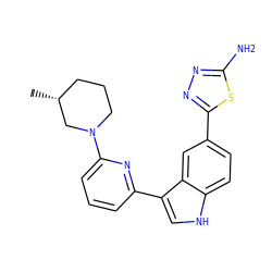 C[C@@H]1CCCN(c2cccc(-c3c[nH]c4ccc(-c5nnc(N)s5)cc34)n2)C1 ZINC000145426309