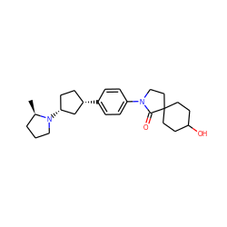 C[C@@H]1CCCN1[C@@H]1CC[C@H](c2ccc(N3CCC4(CCC(O)CC4)C3=O)cc2)C1 ZINC000147075189