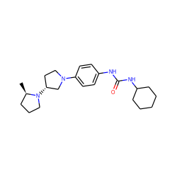 C[C@@H]1CCCN1[C@@H]1CCN(c2ccc(NC(=O)NC3CCCCC3)cc2)C1 ZINC000043204921