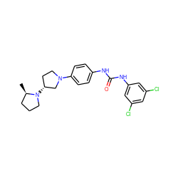 C[C@@H]1CCCN1[C@@H]1CCN(c2ccc(NC(=O)Nc3cc(Cl)cc(Cl)c3)cc2)C1 ZINC000059260210