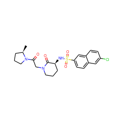 C[C@@H]1CCCN1C(=O)CN1CCC[C@H](NS(=O)(=O)c2ccc3cc(Cl)ccc3c2)C1=O ZINC000073161018