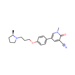 C[C@@H]1CCCN1CCCOc1ccc(-c2cc(C#N)c(=O)n(C)c2)cc1 ZINC000073196435