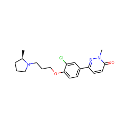 C[C@@H]1CCCN1CCCOc1ccc(-c2ccc(=O)n(C)n2)cc1Cl ZINC000072118813