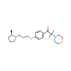 C[C@@H]1CCCN1CCCOc1ccc(C(=O)C(C)(C)N2CCOCC2)cc1 ZINC000082149060