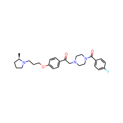 C[C@@H]1CCCN1CCCOc1ccc(C(=O)CN2CCN(C(=O)c3ccc(F)cc3)CC2)cc1 ZINC000084710356