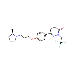 C[C@@H]1CCCN1CCCOc1ccc(C2=NN(CC(F)(F)F)C(=O)CC2)cc1 ZINC000073223314